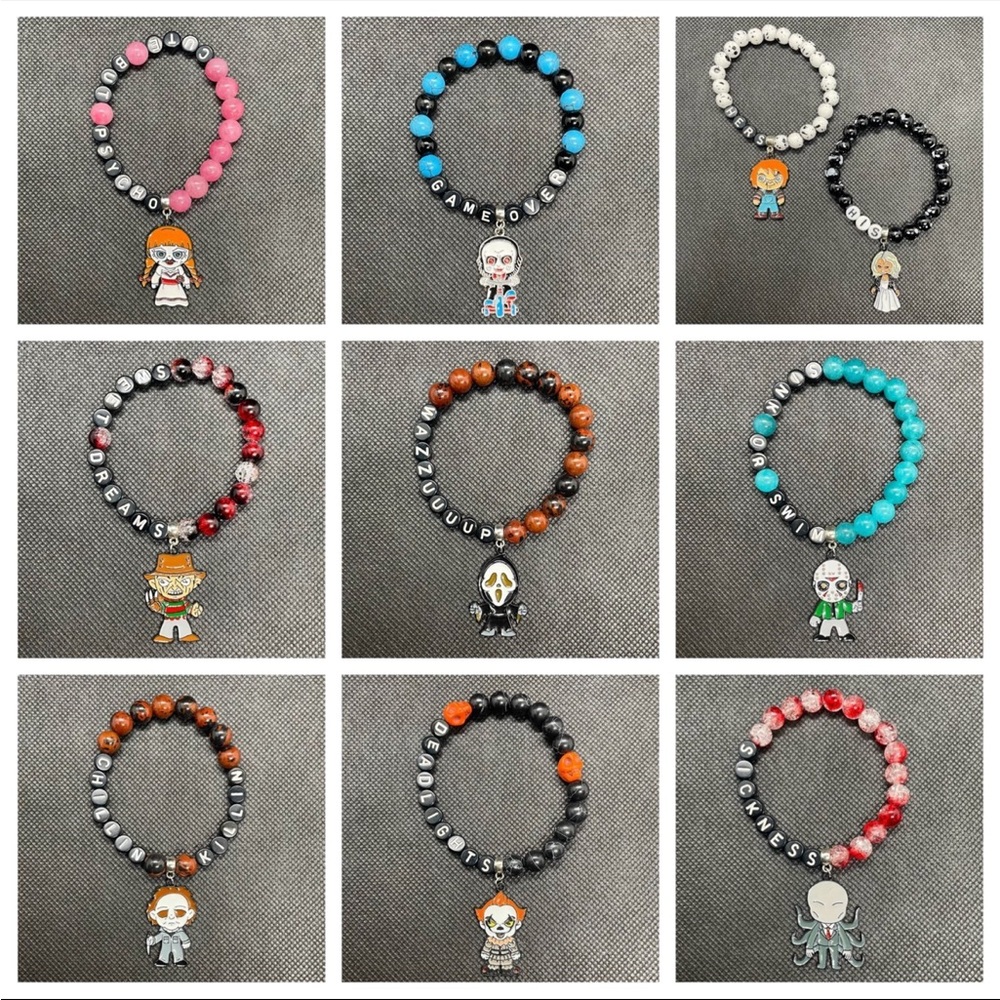 10 Scary Movie Halloween Bracelets ~ 7”